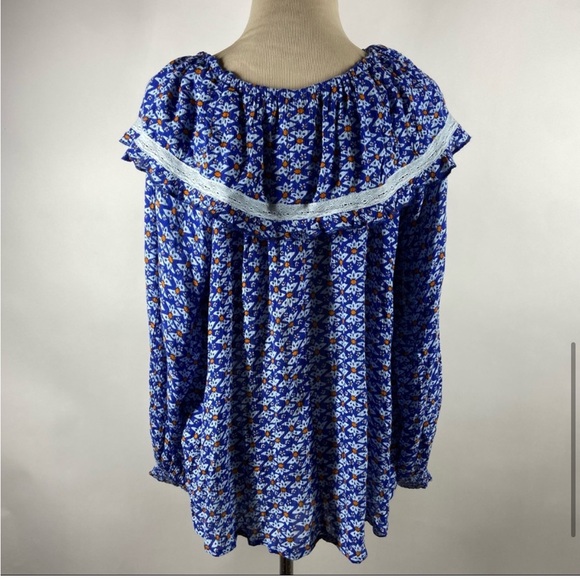 Free People Small Sunrise Printed Shirt Top Boho Floral Cottage-core - Picture 3 of 4